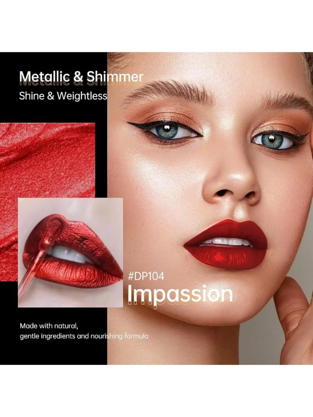 3Pc Metallic Lipstick Set for Women - Red, Burgundy & Pink Shades - Long-lasting